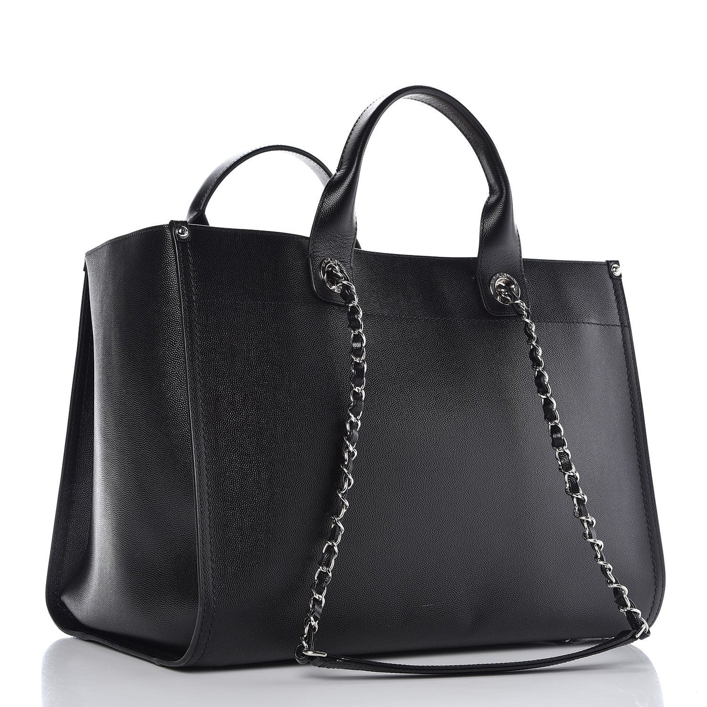 Caviar Medium Studded Deauville Tote Black
