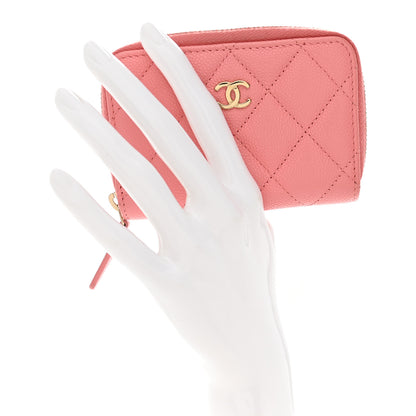 Chanel Caviar Quilted Zip Coin Purse Pink 2 of 9