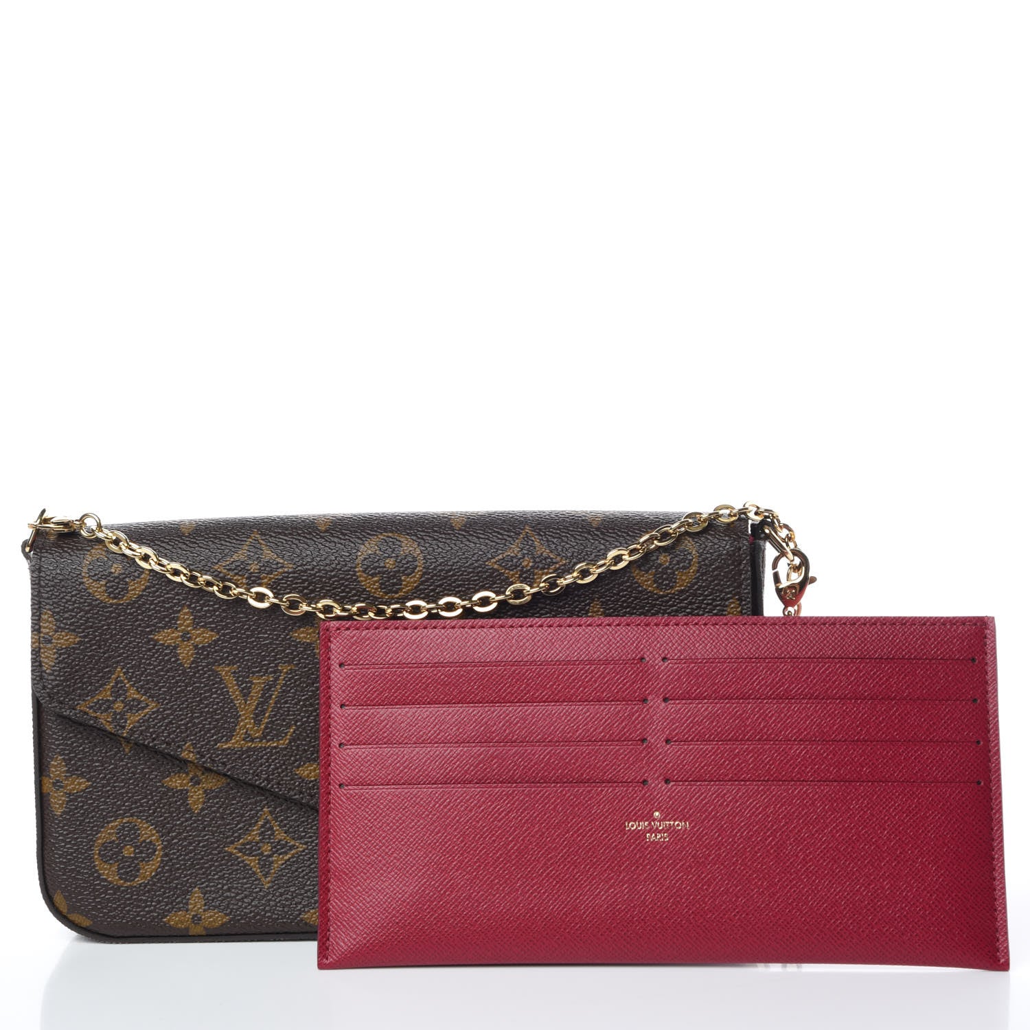 Louis Vuitton Monogram Pochette Felicie Chain Wallet Fuchsia 3 of 13