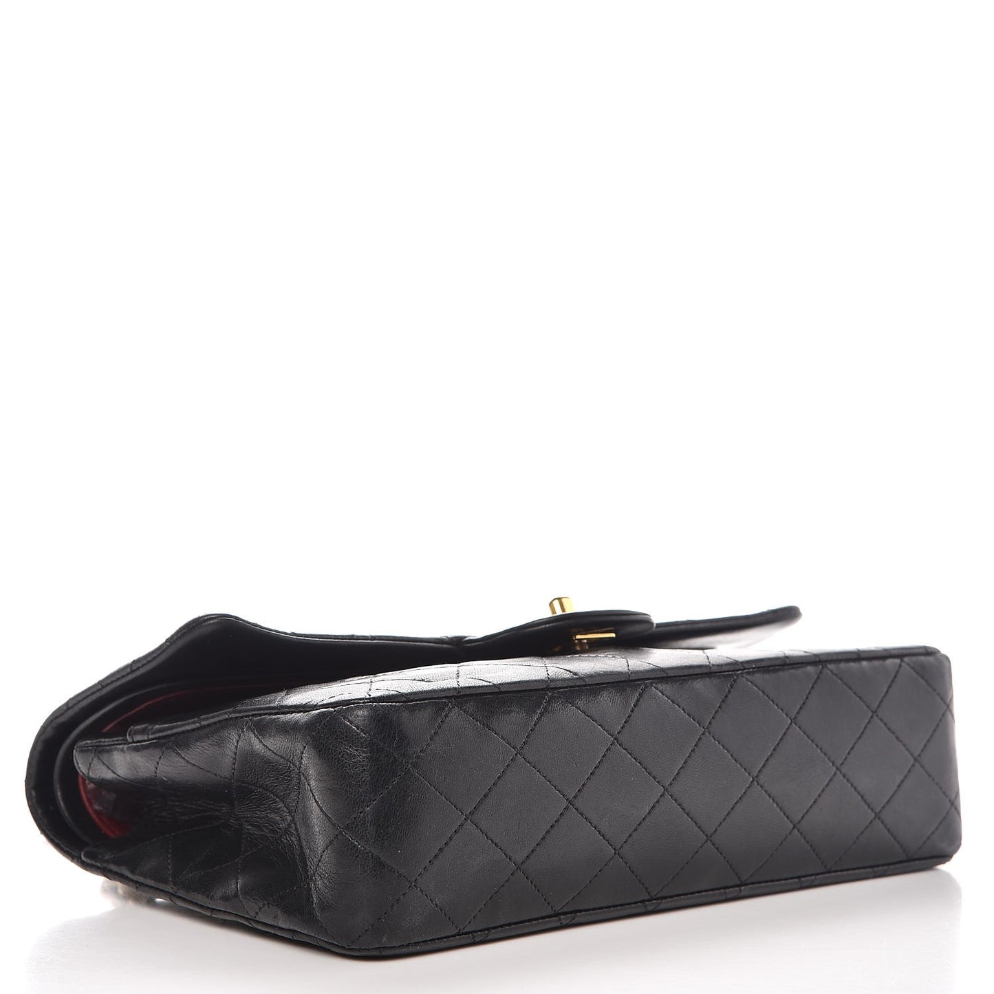 Lambskin Quilted Medium Double Flap Black