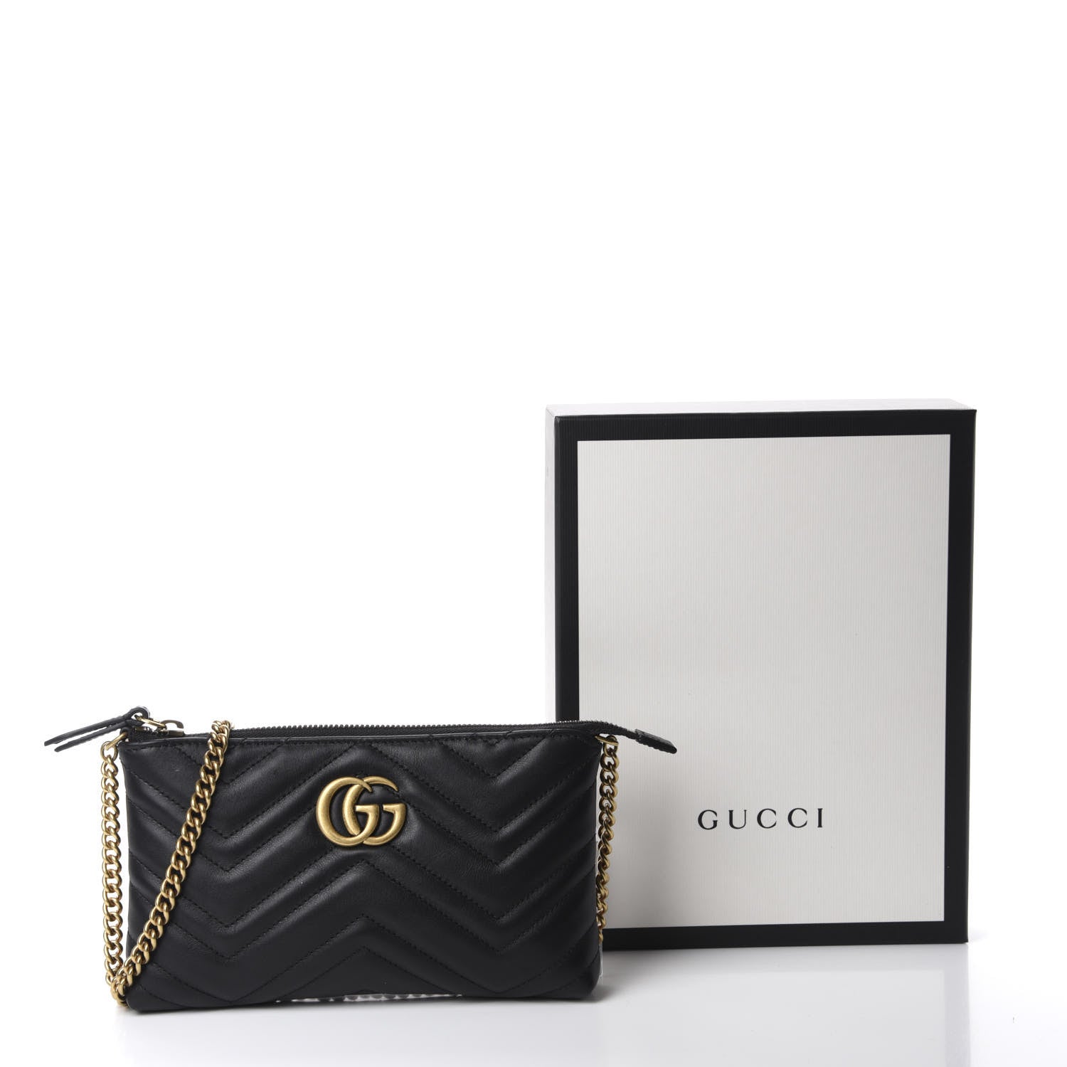 Gucci Calfskin Matelasse Mini GG Marmont Chain Bag Black 11 of 11