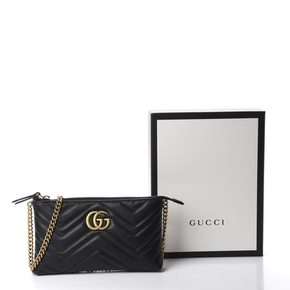 Gucci Calfskin Matelasse Mini GG Marmont Chain Bag Black 11 of 11