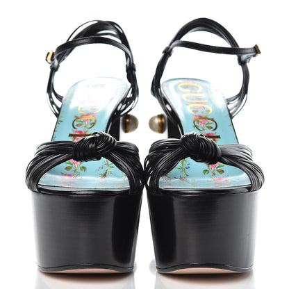Gucci Malaga Kid Pearl Knot Platform Sandals 39.5 Black 2 of 13