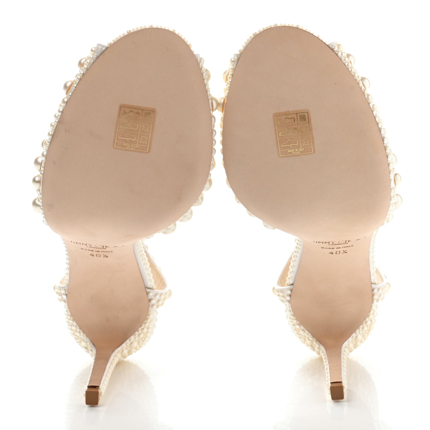 Pearl Satin Sacora 100 Sandals 40.5 White