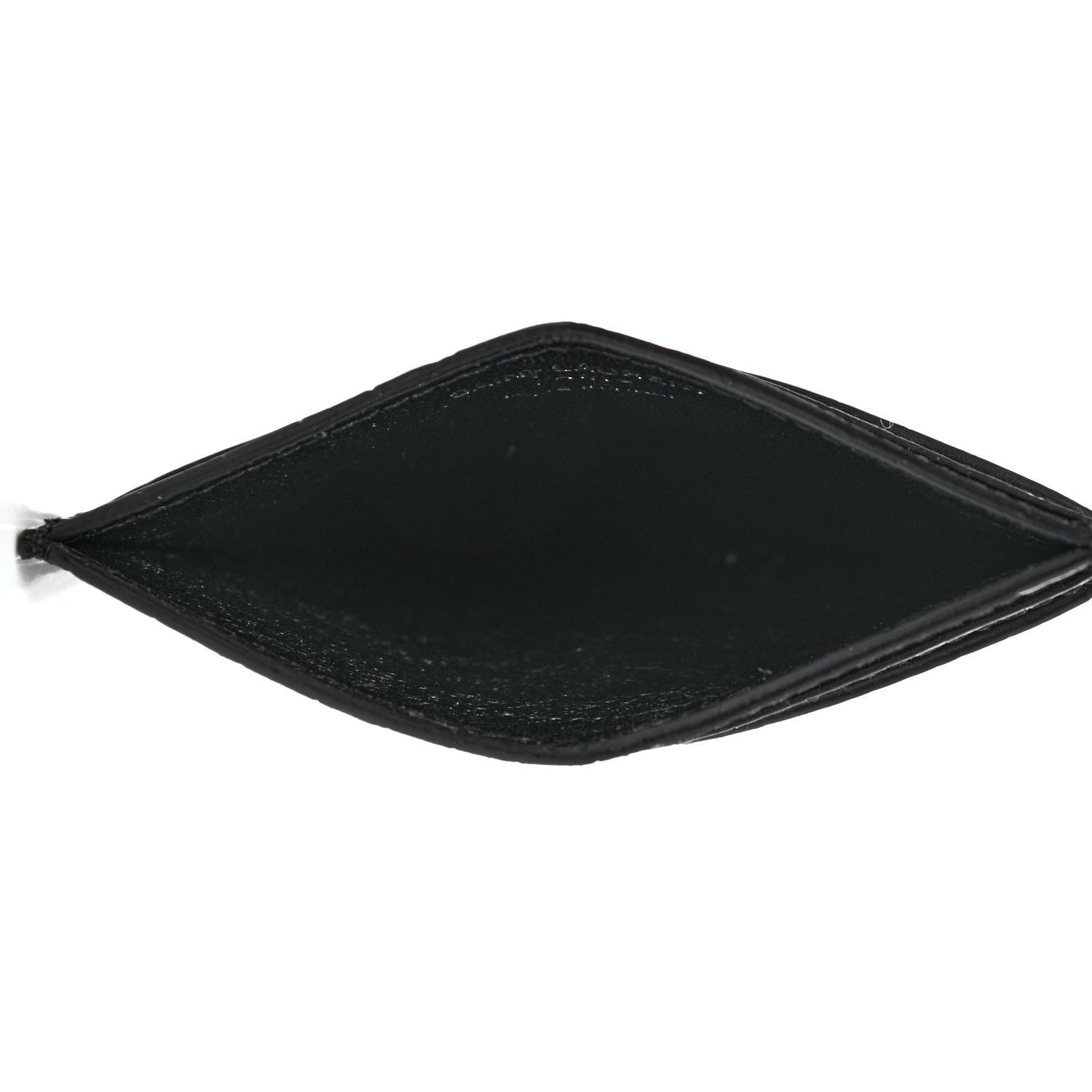 Saint Laurent Calfskin Crocodile Embossed Monogram Credit Card Case Black 5 of 9