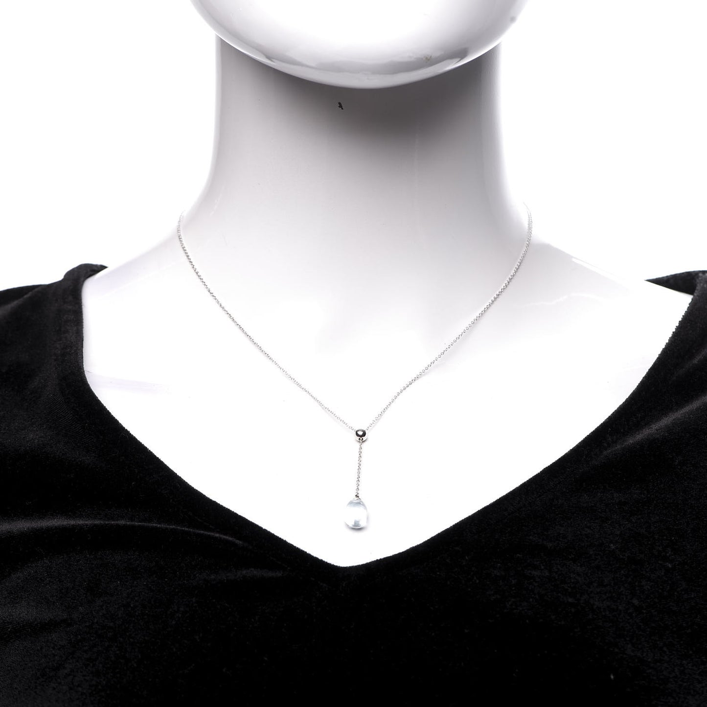 18K White Gold Aquamarine Rainbow Drops Pendant Necklace