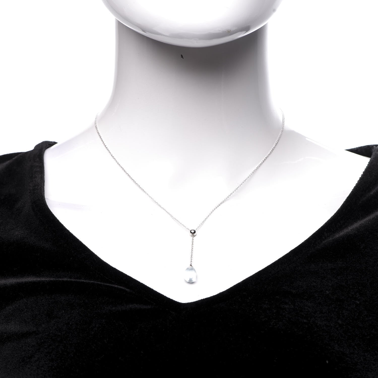 Tiffany 18K White Gold Aquamarine Rainbow Drops Pendant Necklace 2 of 5