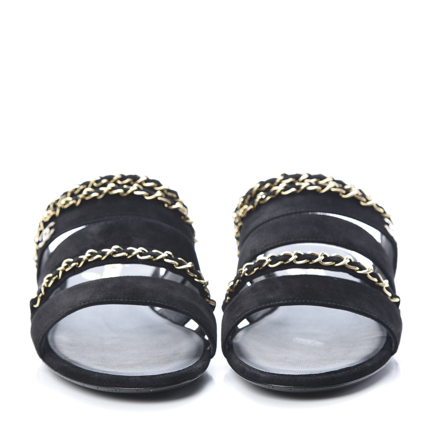 Suede Chain Mule Sandals 39 Black