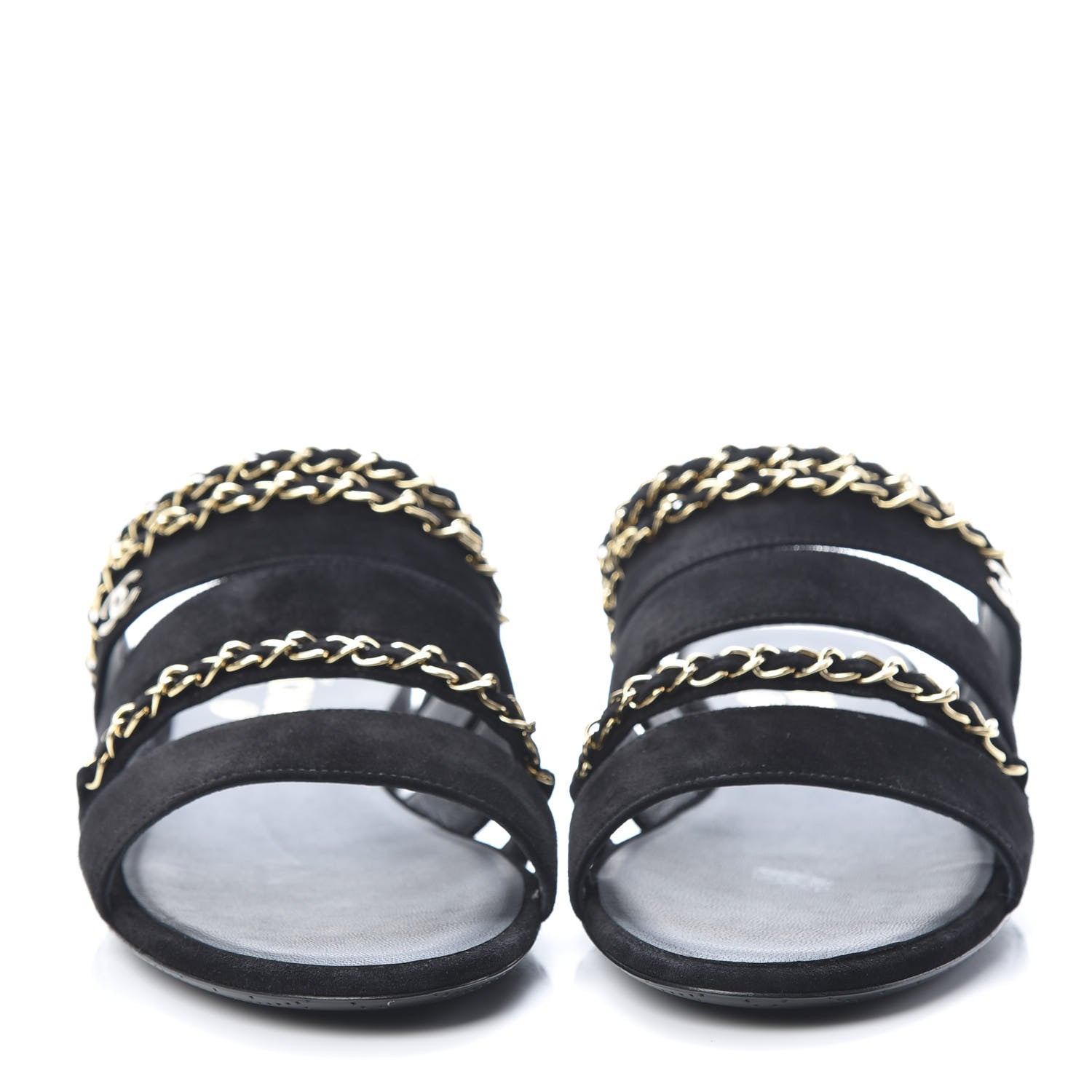 Chanel Suede Chain Mule Sandals 39 Black 2 of 8
