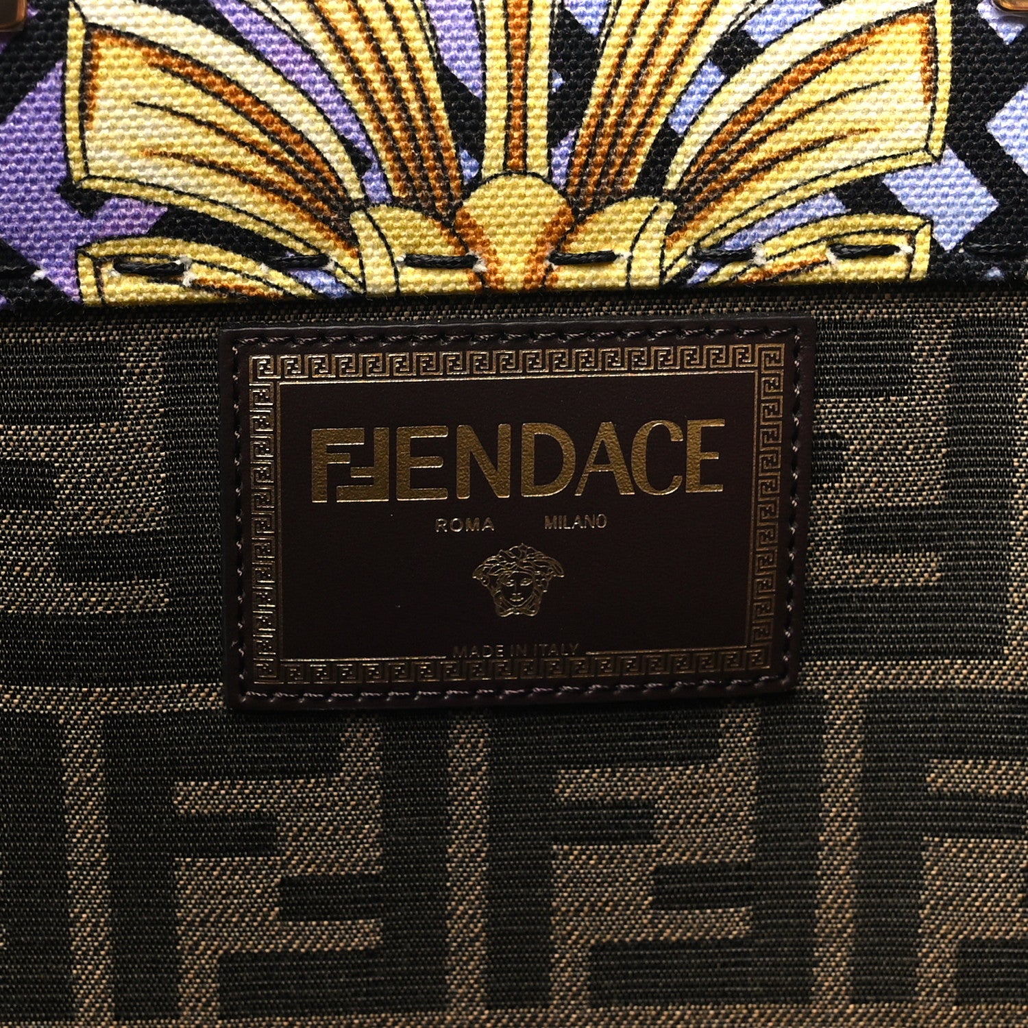 Fendi X VERSACE Canvas Printed Plexiglass Fendace FF Baroque XL Fendi Sunshine Shopper Tote Gold 6 of 12