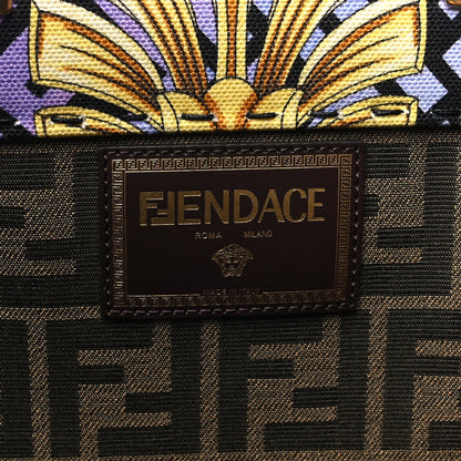 Fendi X VERSACE Canvas Printed Plexiglass Fendace FF Baroque XL Fendi Sunshine Shopper Tote Gold 6 of 12