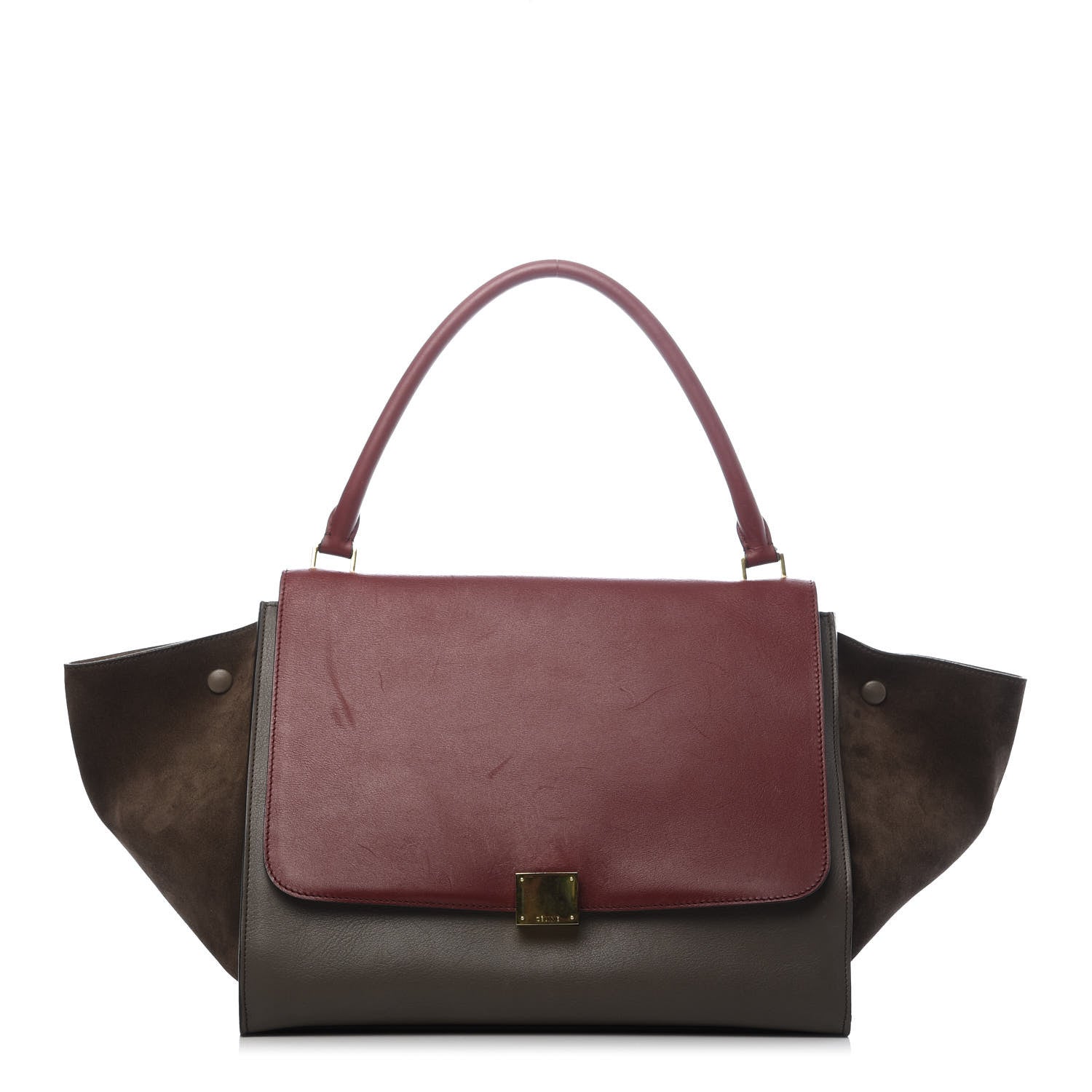 Celine Calfskin Suede Large Tri-Color Trapeze Granite 1 of 13