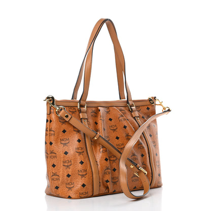 MCM Visetos Medium Essentials Shopper Tote Cognac 3 of 12