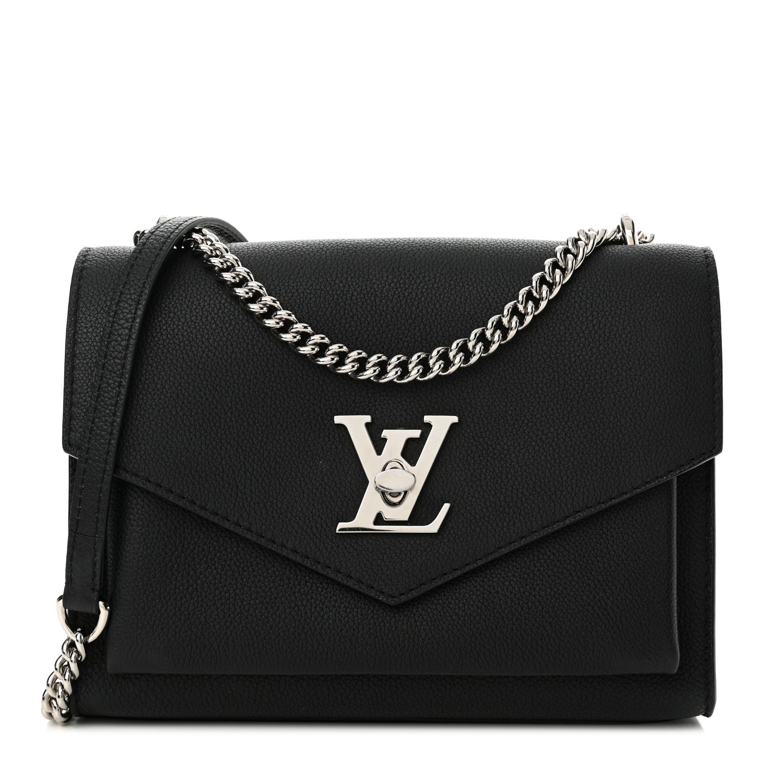 Louis Vuitton Soft Calfskin Mylockme Chain Bag BB Black 1 of 16