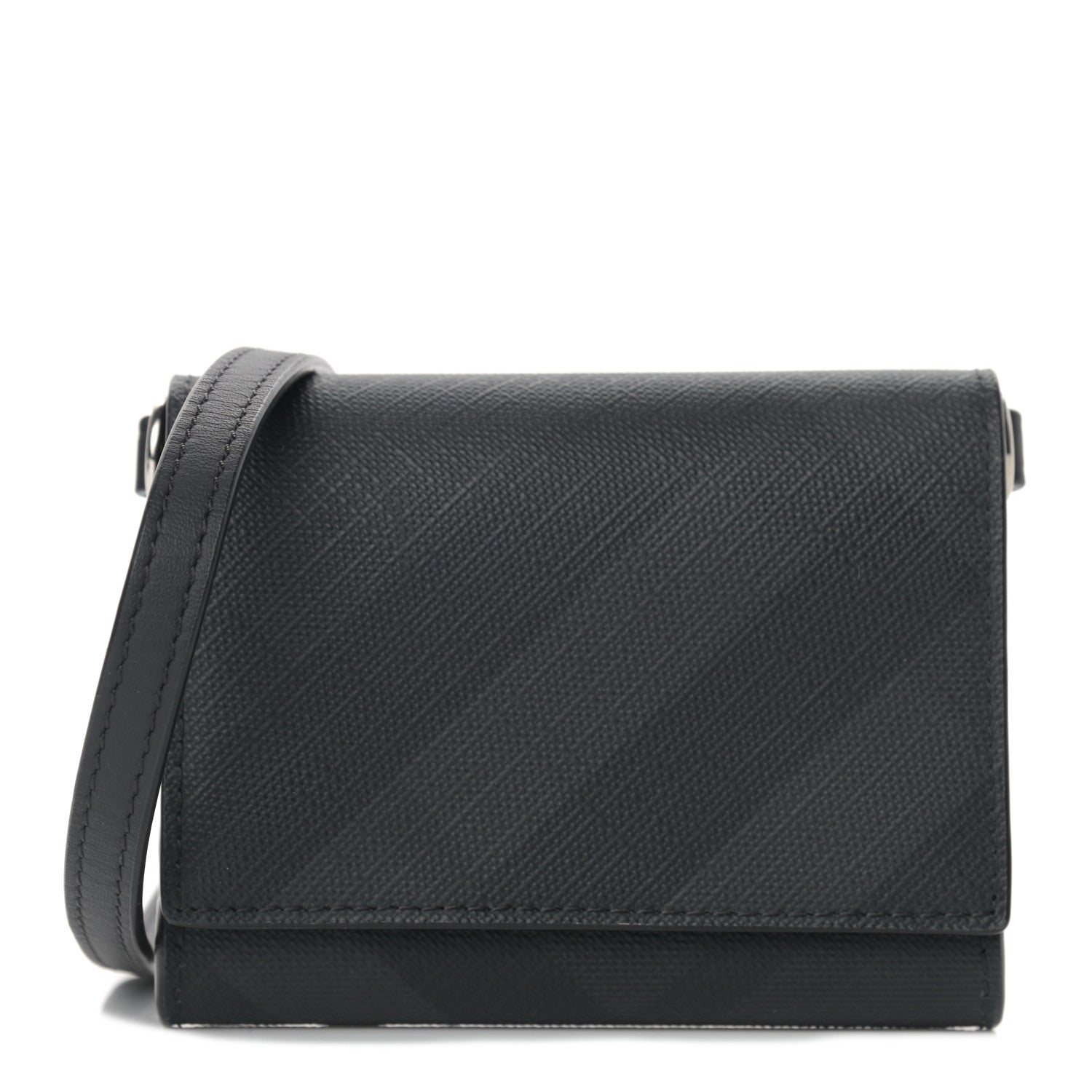 Burberry London Check Small Wallet With Strap Dark Charcoal 1 of 9