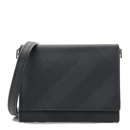 Burberry London Check Small Wallet With Strap Dark Charcoal 1 of 9