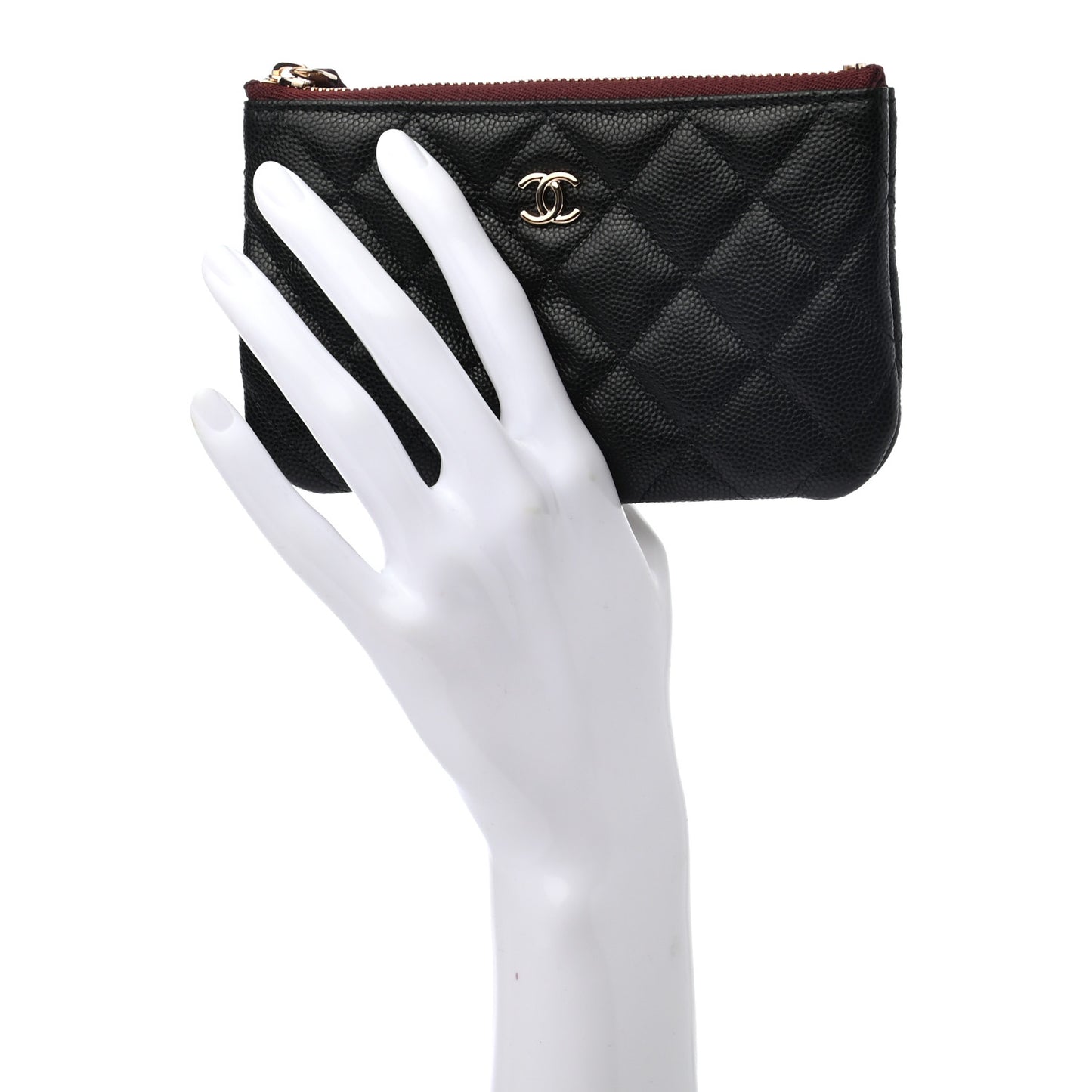 Caviar Quilted Small Cosmetic Case Black