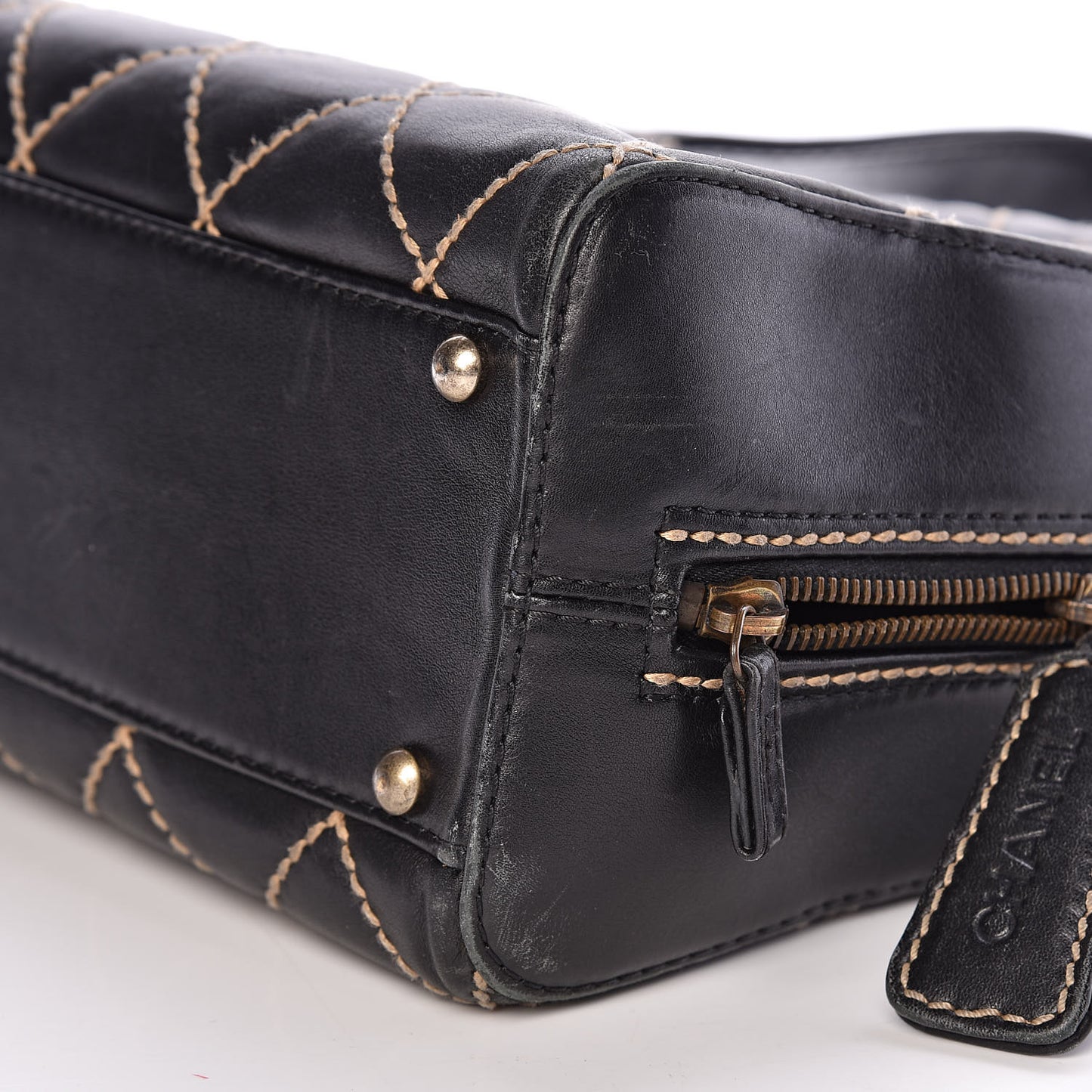 Calfskin Contrast Stitch Surpique Bowler Black