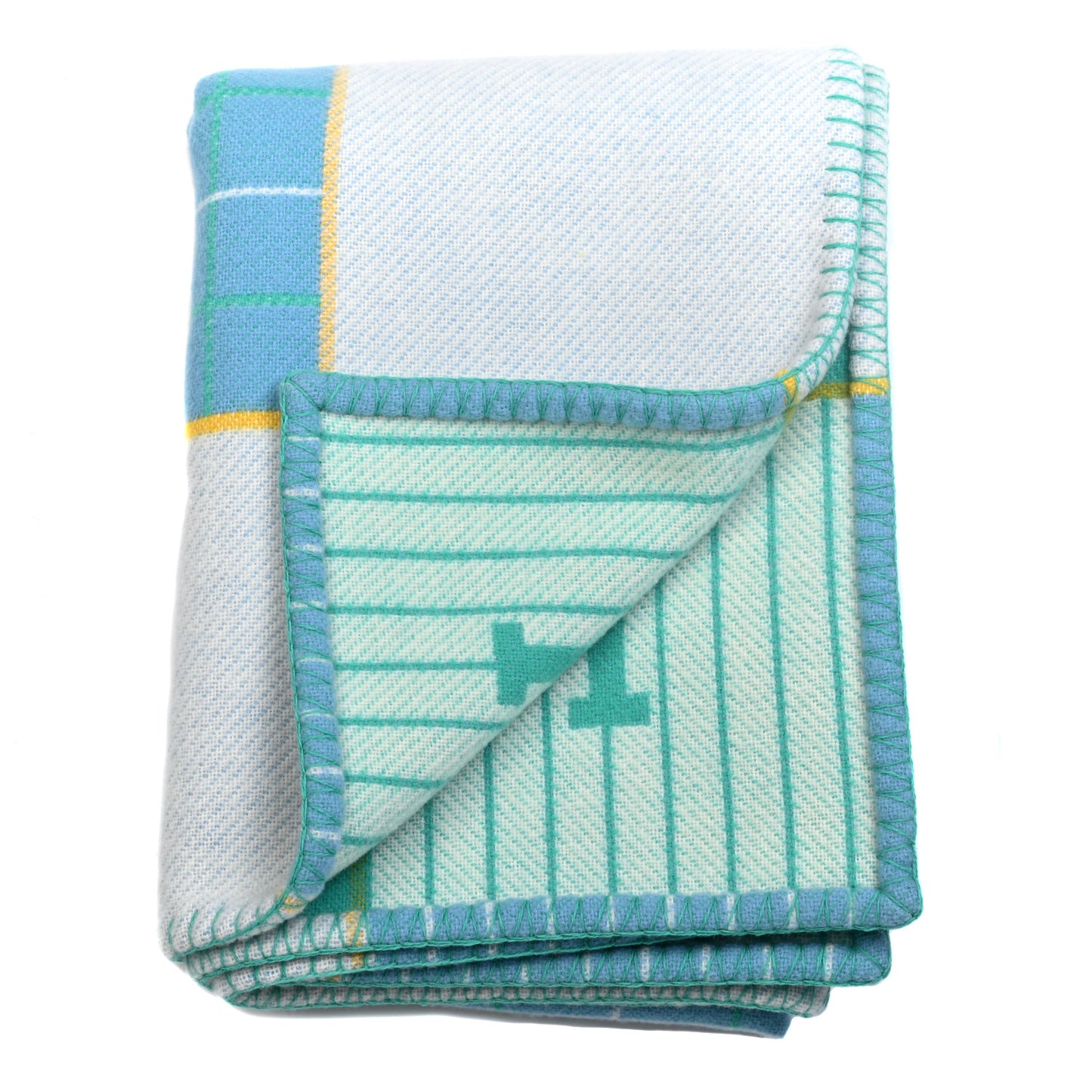 Wool Cashmere Avalon Passe-Passe Blanket Bleuet
