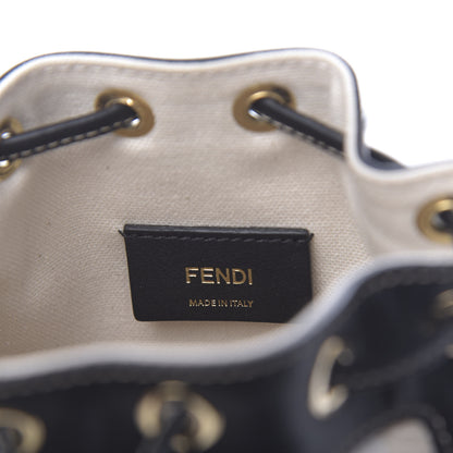 Fendi Canvas Vitello King F is Fendi FF Embroidered Mini Mon Tresor Bucket Bag Grezzo Black 7 of 11