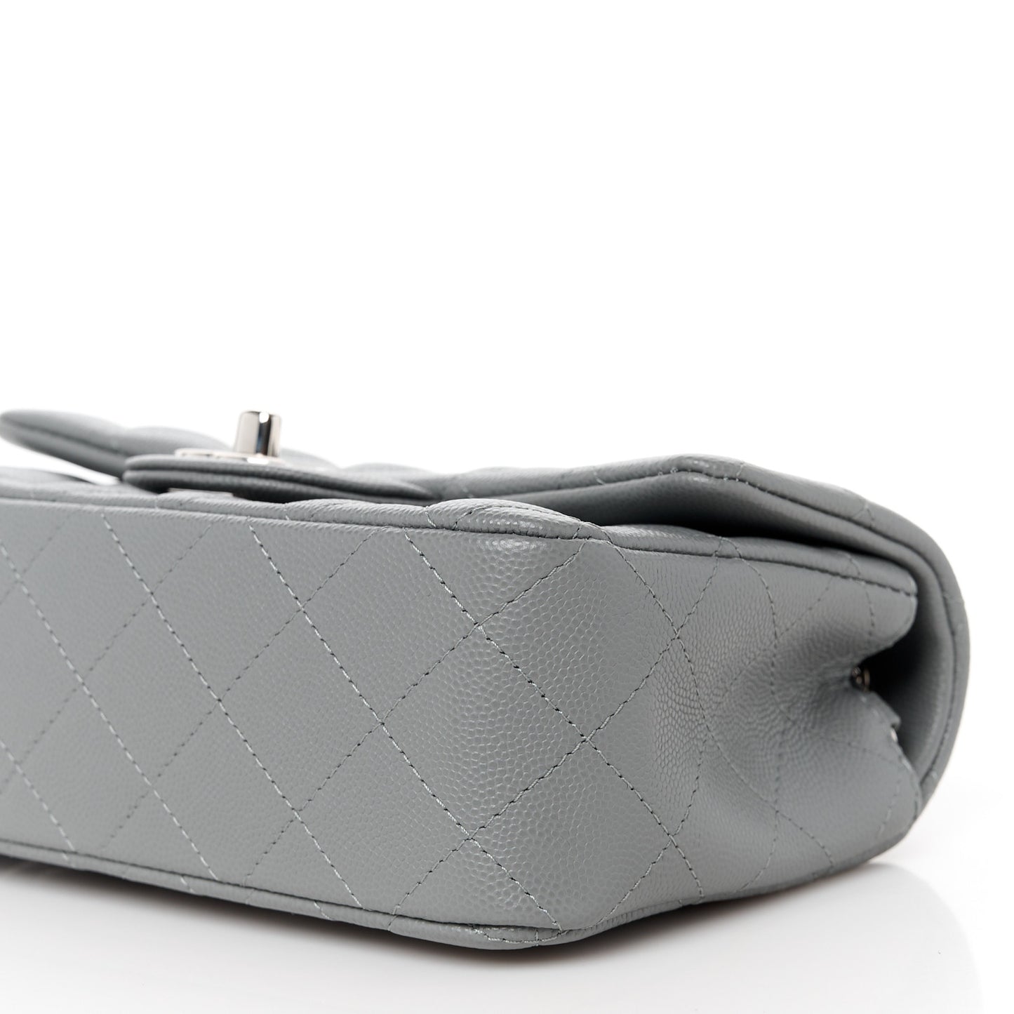 Caviar Quilted Mini Rectangular Flap Grey