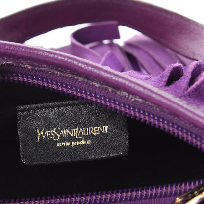 Saint Laurent Suede Petite Sac Fringe Hobo Purple 6 of 12