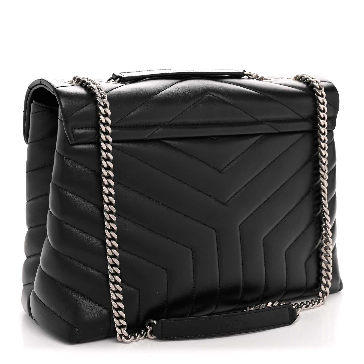 Calfskin Y Quilted Monogram Medium Loulou Chain Satchel Black