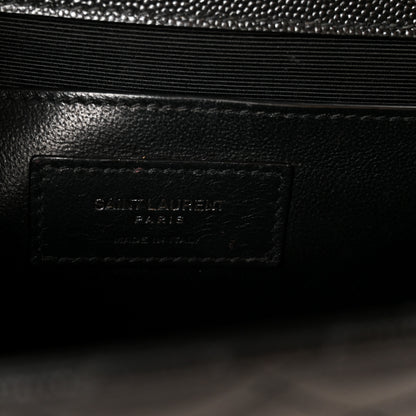 Saint Laurent Grain De Poudre Textured Mixed Matelasse Triquilt Medium Monogram Monochrome Satchel Black 7 of 12