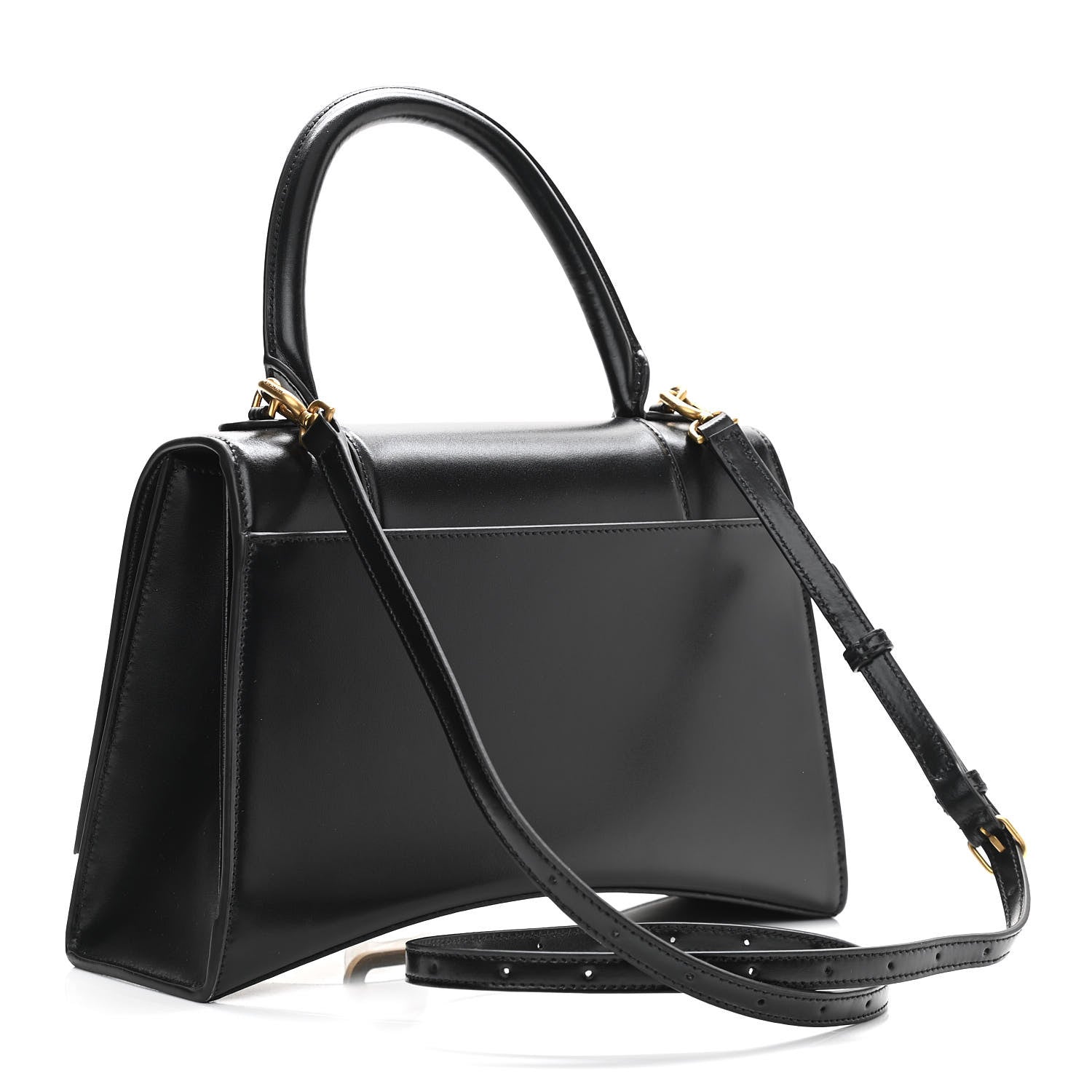 Balenciaga Shiny Box Calfskin Medium Hourglass Top Handle Bag Black 3 of 10