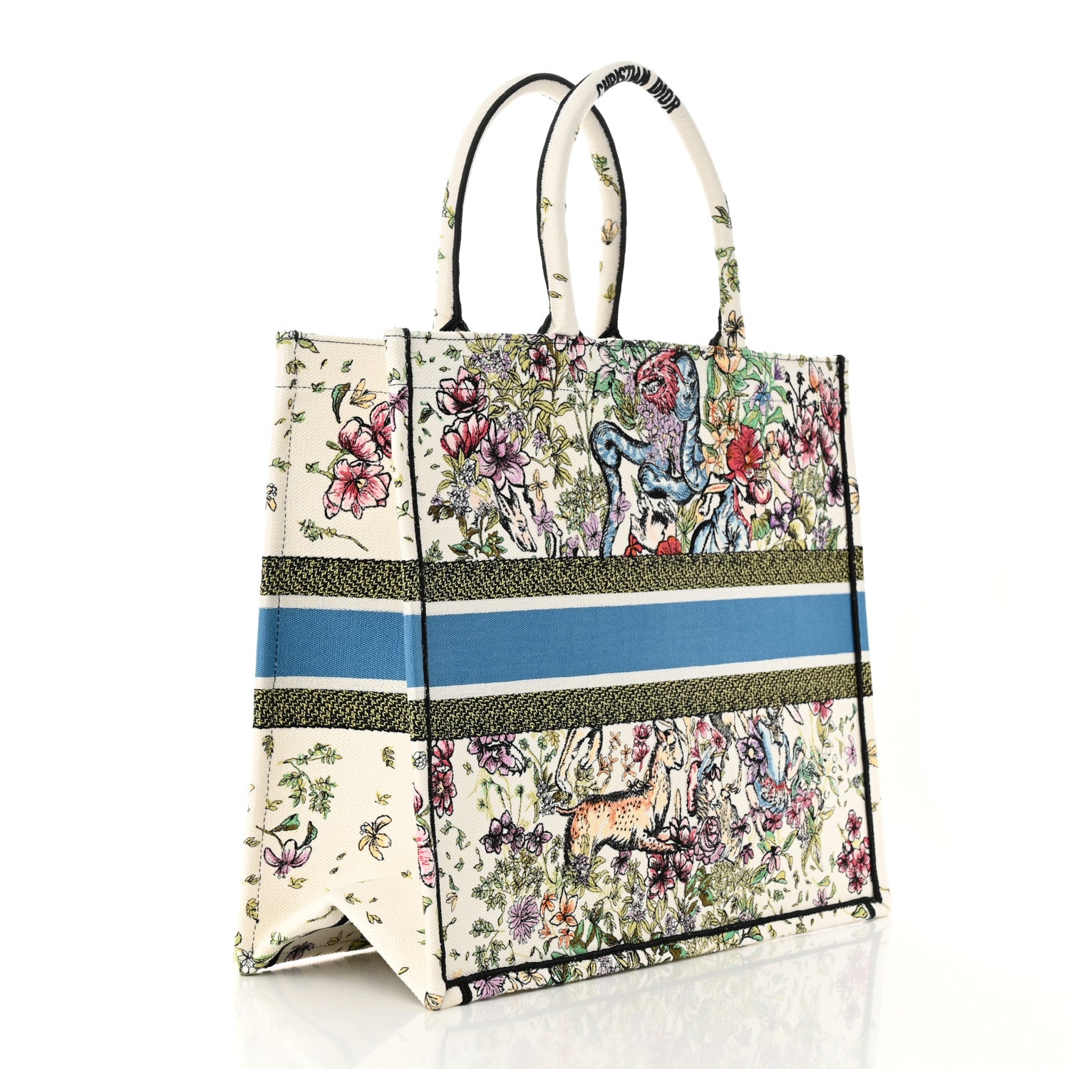 Christian Dior Canvas Embroidered Large D-Constellation Book Tote Latte Multicolor 3 of 11