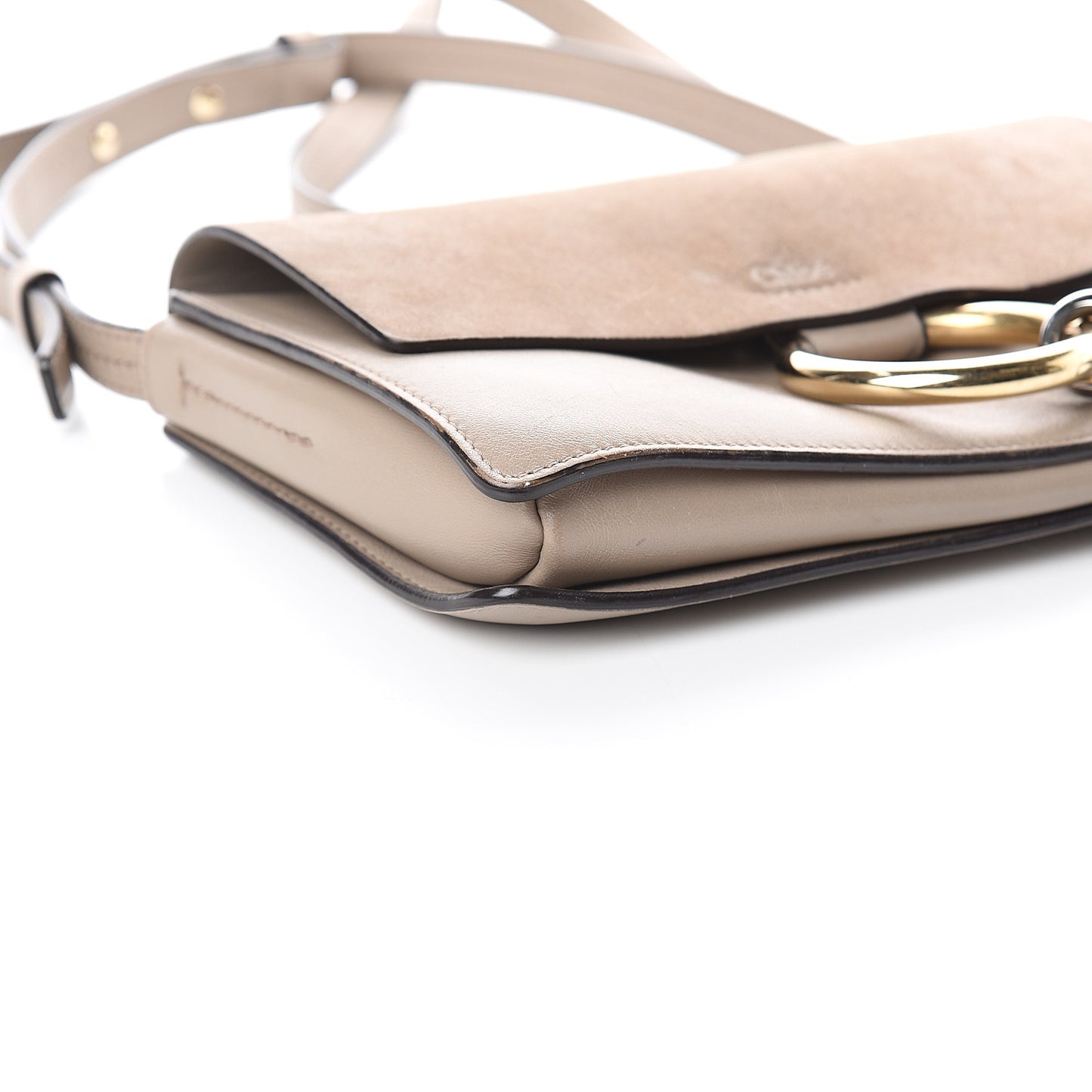 Suede Calfskin Small Faye Shoulder Bag Motty Grey