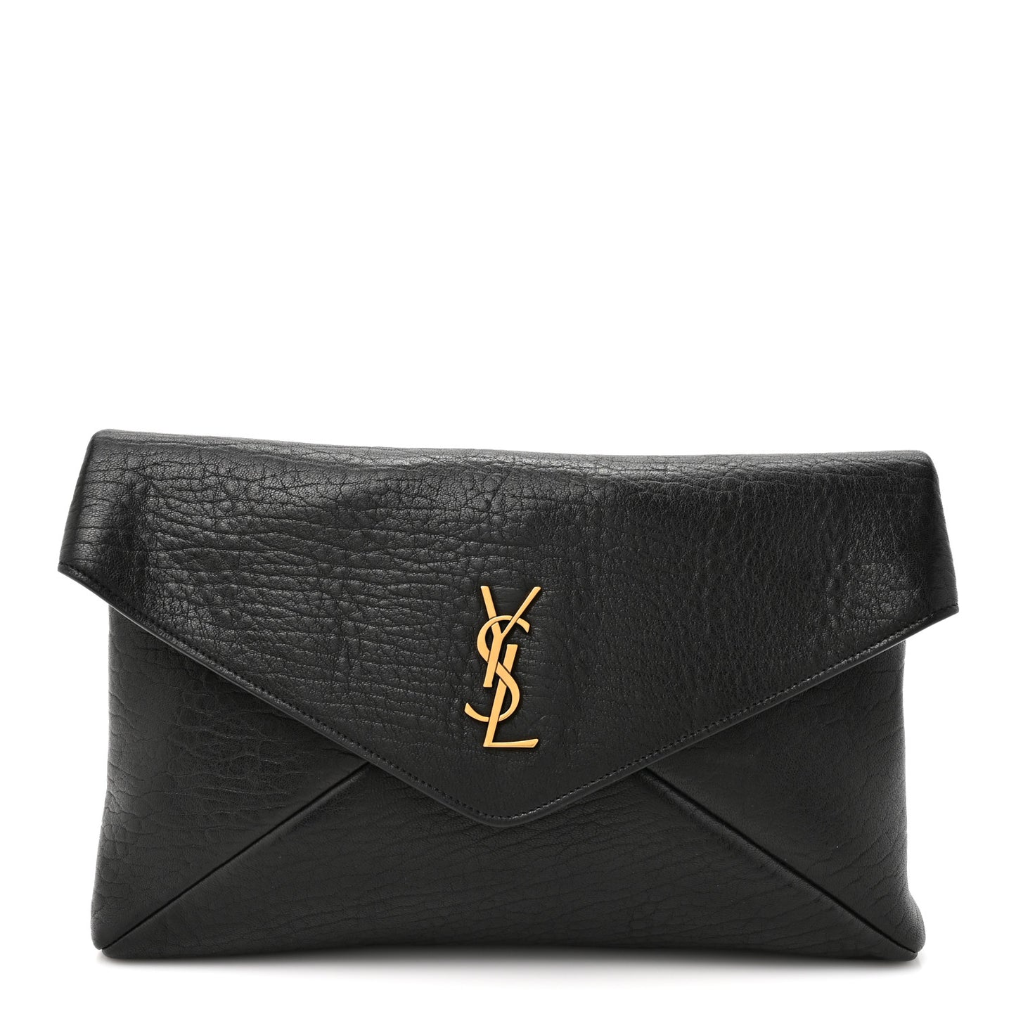 Grained Lambskin Cassandre Envelope Pouch Black