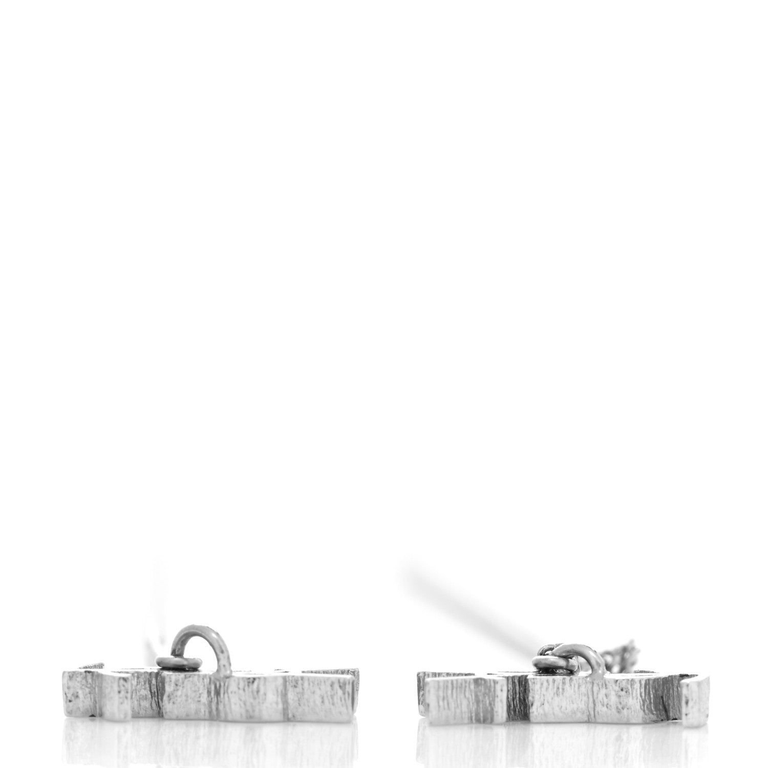 Saint Laurent Metal Monogram Pendant Threader Earrings Silver 3 of 3