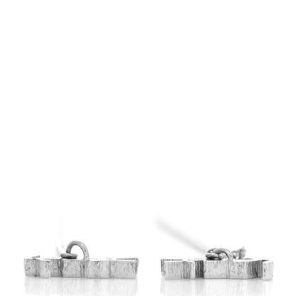 Saint Laurent Metal Monogram Pendant Threader Earrings Silver 3 of 3