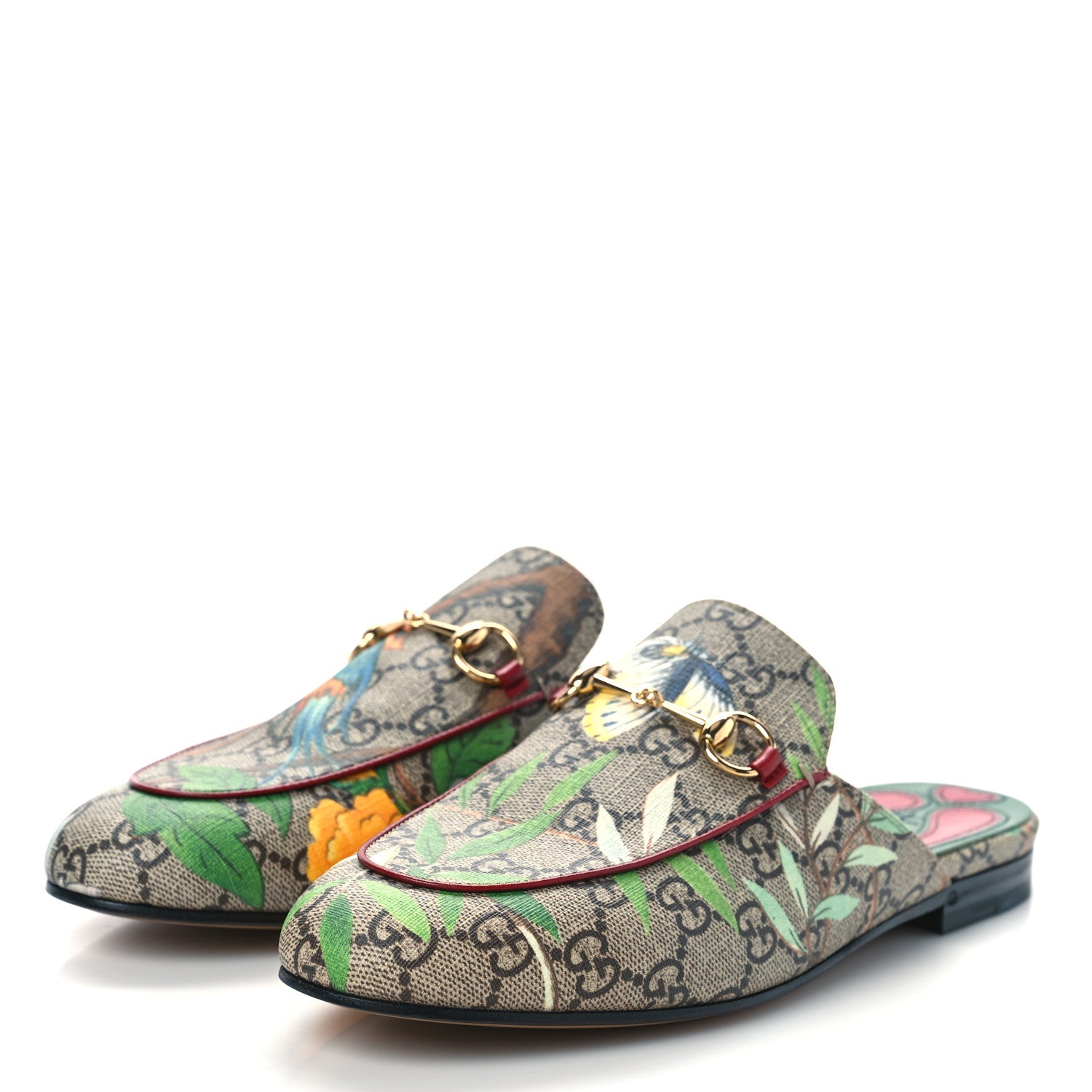 Gucci GG Supreme Monogram Tian Womens Princetown Slippers 38 Beige Ebony Multicolor 4 of 9