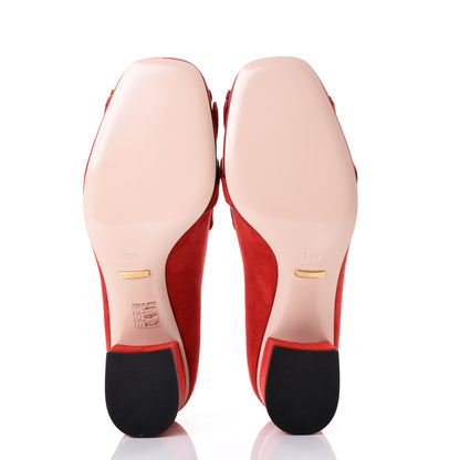Gucci Kid Scamosciato GG Marmont Fringe 50mm Loafer Pumps 40.5 Vulcanic Red 6 of 10