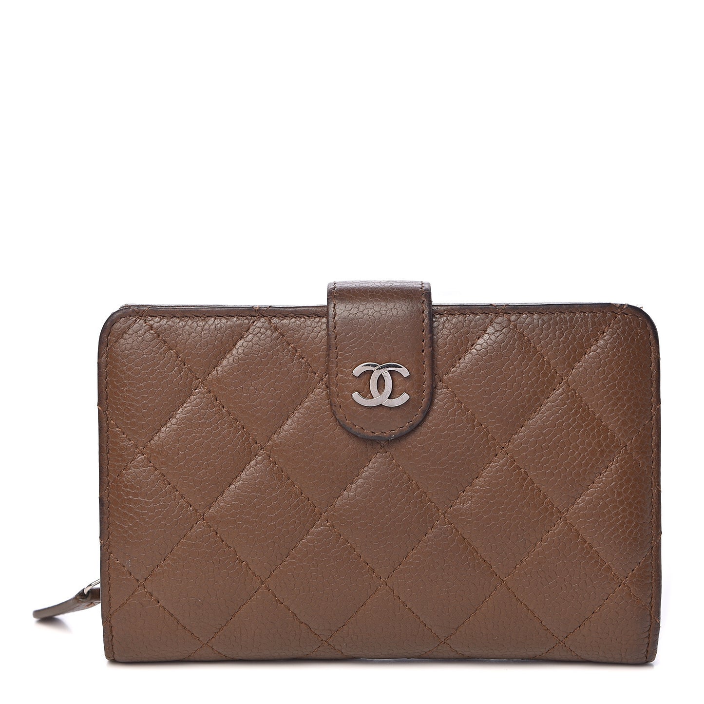 Caviar Quilted Zipped Pocket Wallet Brown