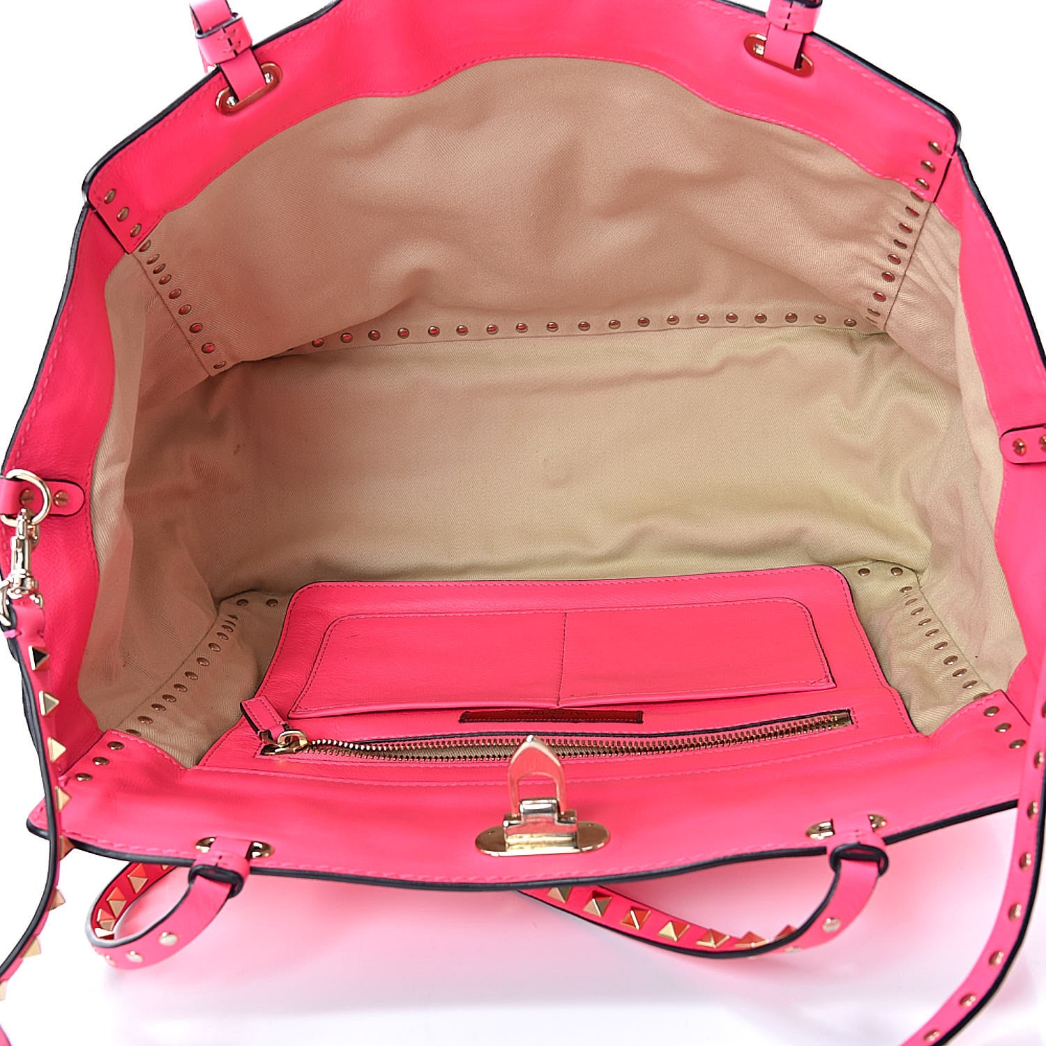 Valentino Garavani Vitello Medium Rockstud Tote Fuxia Fluo 5 of 12