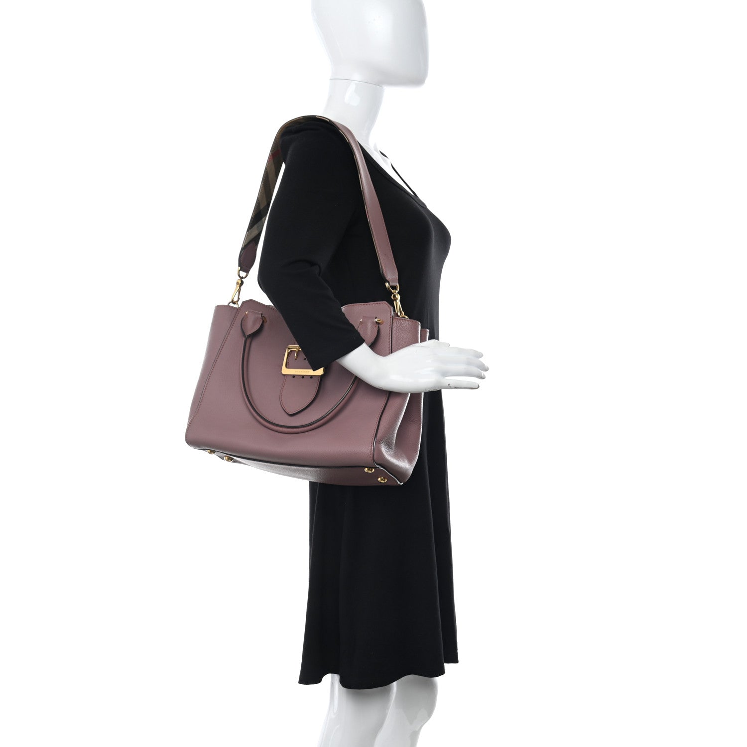 Burberry Soft Grain Calfskin Medium Buckle Tote Dusty Pink 2 of 13