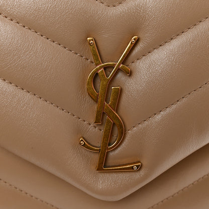 Saint Laurent Calfskin Y Quilted Monogram Small Loulou Chain Satchel Dark Beige 14 of 15