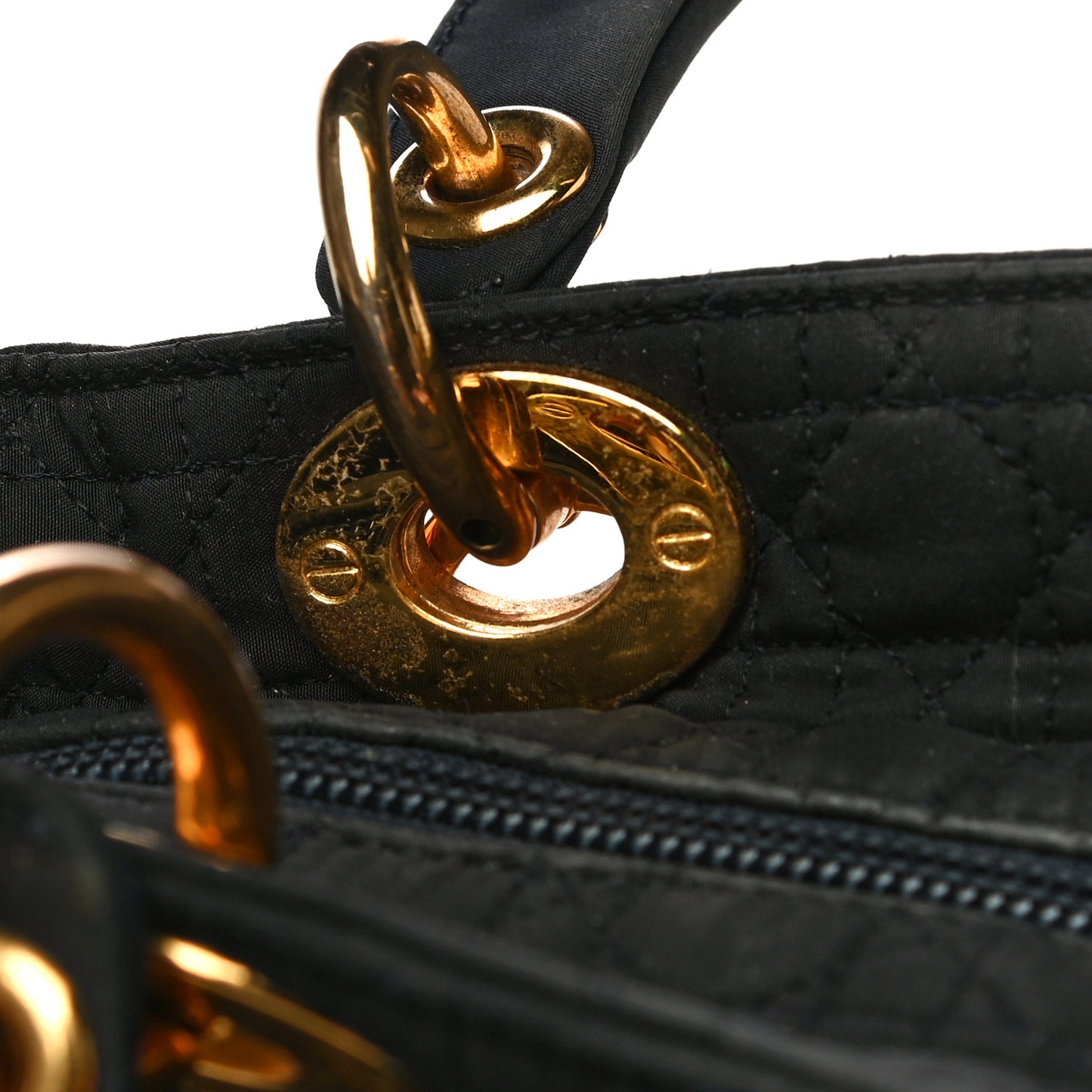 Nylon Cannage Medium Lady Dior Black