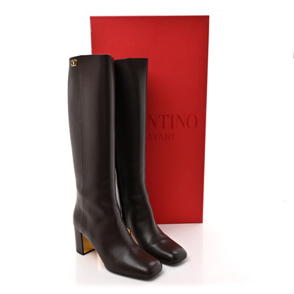 Valentino Garavani Calfskin VLogo Golden Walk Knee High 70mm Boots 40.5 Bitter Chocolate 9 of 9