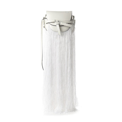 Loewe Calfskin Mini Fringe Gate Crossbody Bag White 3 of 10