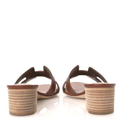 Hermes Calfskin Oasis Sandals 36.5 Gold 6 of 11
