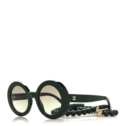 Chanel Acetate Round Chain Sunglasses 5489 Green 1 of 7