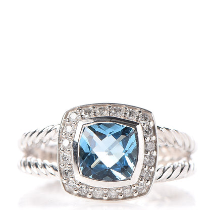 David Yurman Sterling Silver Diamond Blue Topaz 7mm Petite Albion Ring 53 6.5 2 of 6
