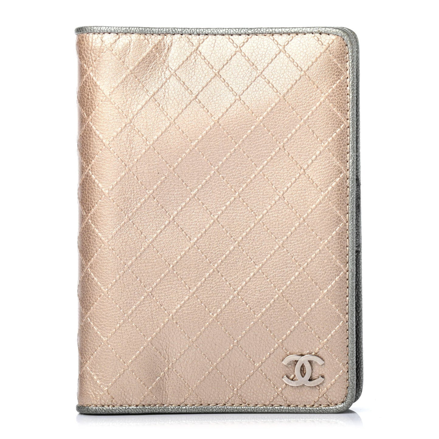 Glazed Calfskin Diamond Stitched Agenda Cover Gold