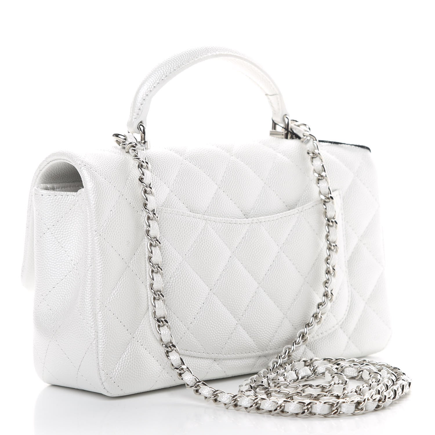 Chanel Iridescent Caviar Quilted Mini Top Handle Rectangular Flap White 3 of 11