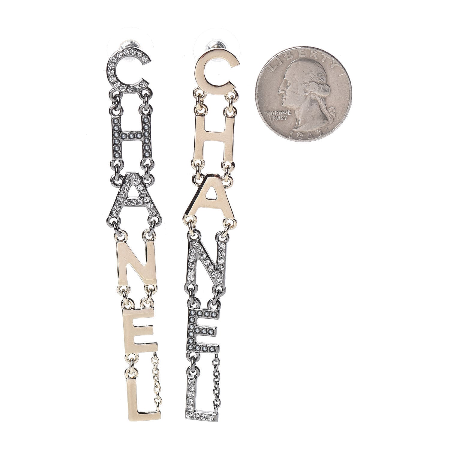 Chanel Crystal Pearl Bright Young Things Earrings Gold Ruthenium 2 of 5