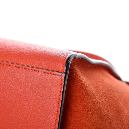 Celine Drummed Calfskin Suede Medium Trapeze Vermillion 10 of 13